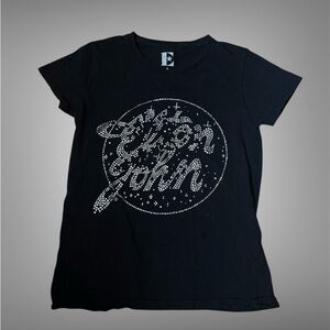 Black Graphic T-Shirt with Silver Design